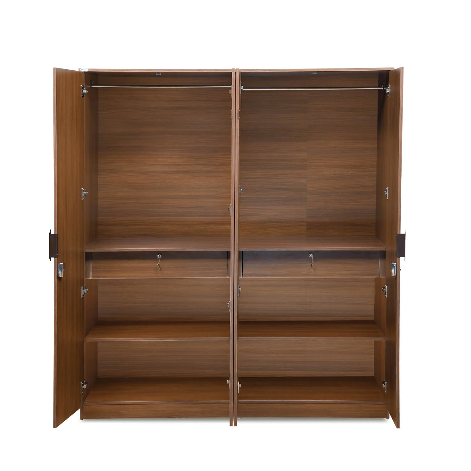 Nilkamal Milford 4 Door Wardrobe with Mirror (Classic Walnut) - Image 3