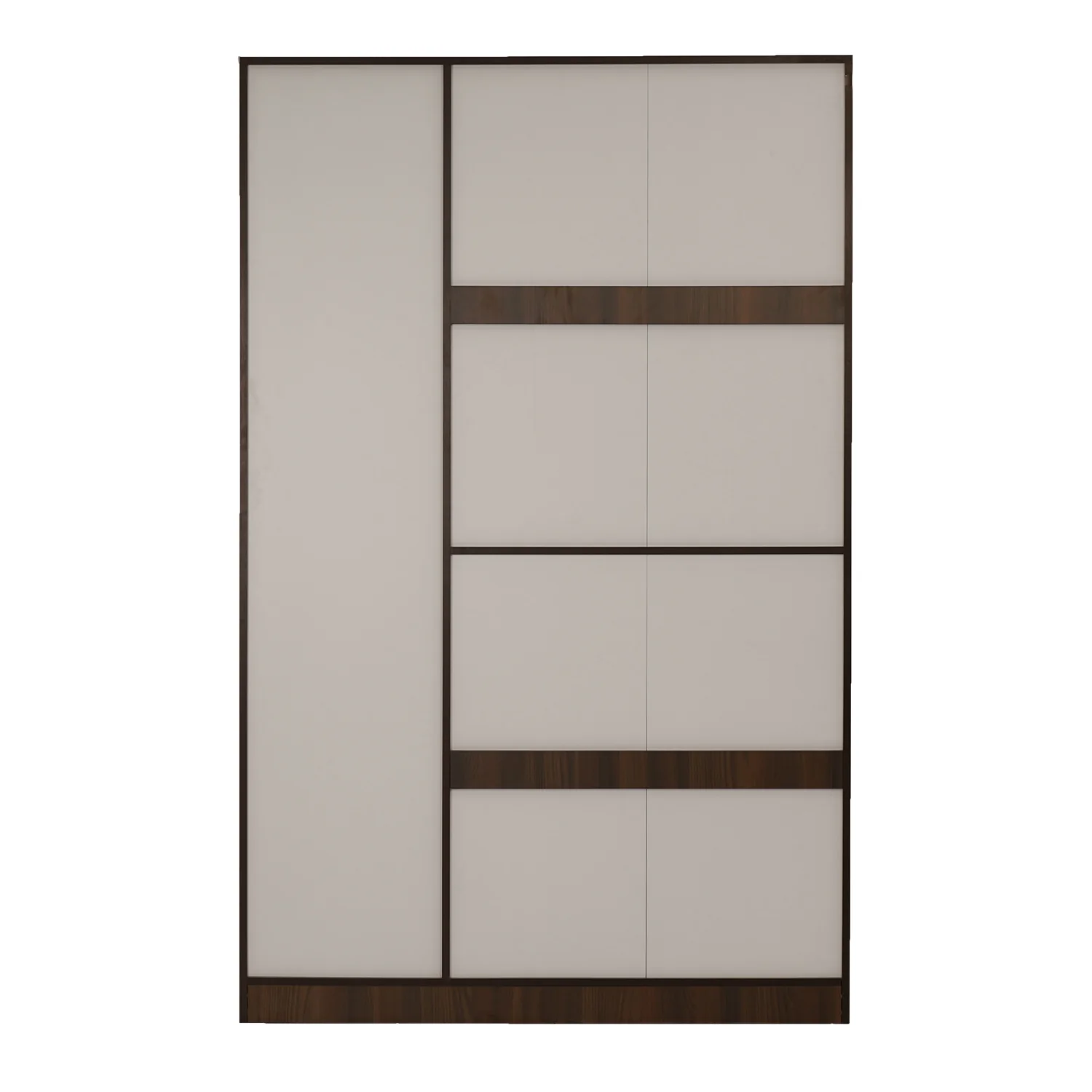 Nilkamal Mozart 3 Door Mirror Wardrobe (Walnut / White) - Image 9