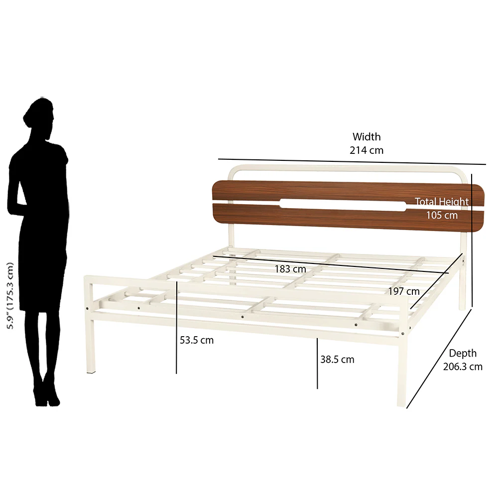 Nilkamal Nova Metal King Bed (Ivory/Walnut) - Image 7