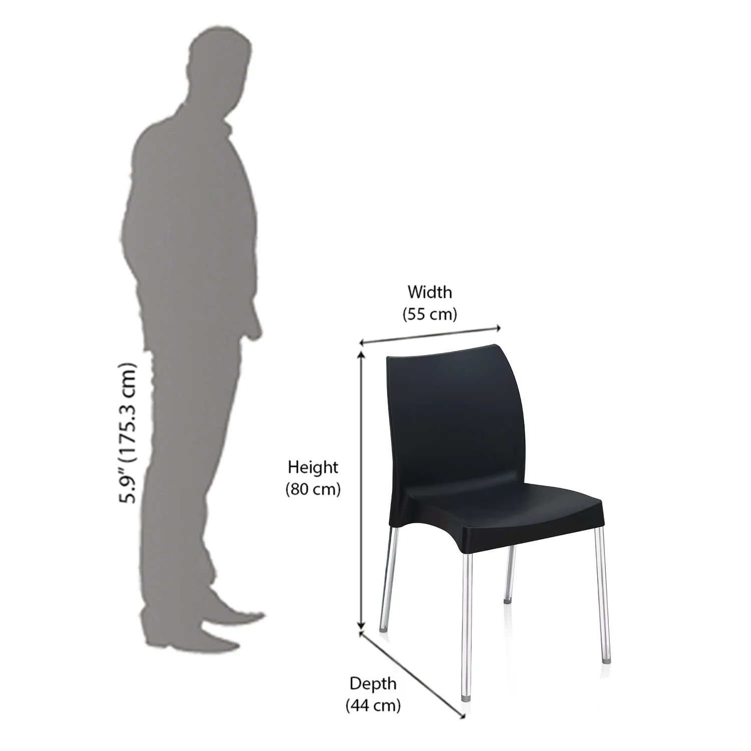 Nilkamal Novella 07 Plastic Armless Chair (Iron Black) - Image 12