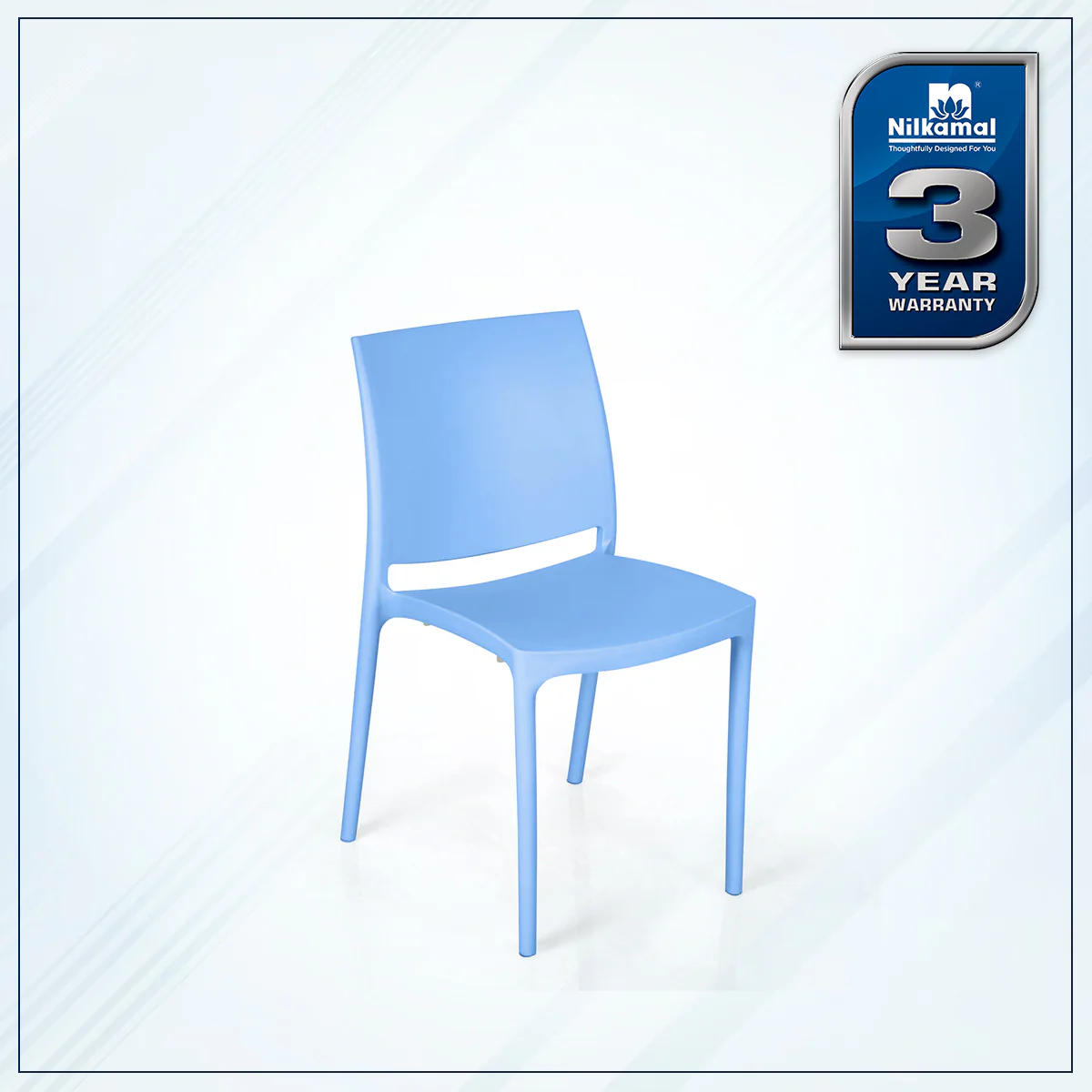 Nilkamal Novella 08 Plastic Armless Chair (Blue) - Image 2
