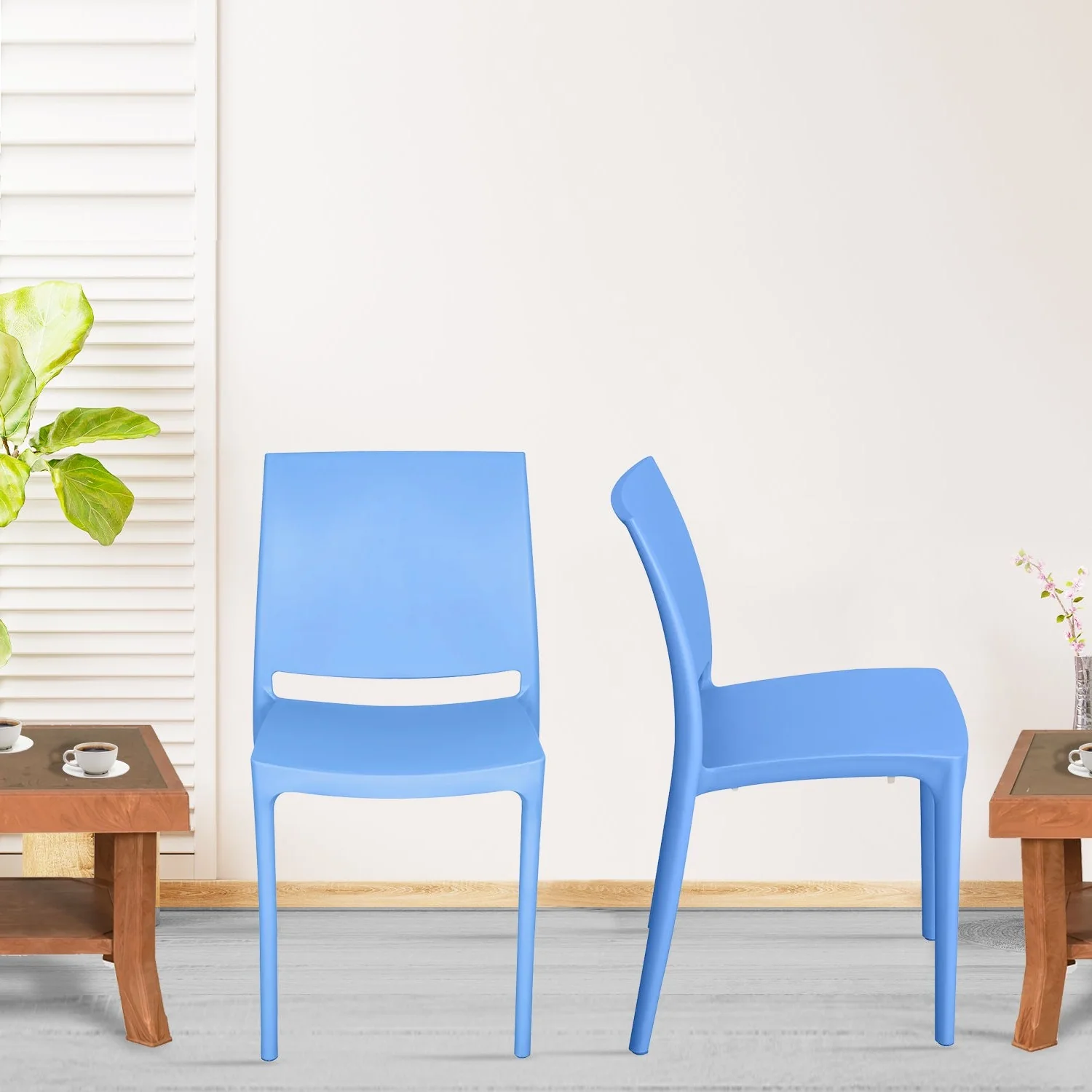 Nilkamal Novella 08 Plastic Armless Chair (Blue) - Image 3