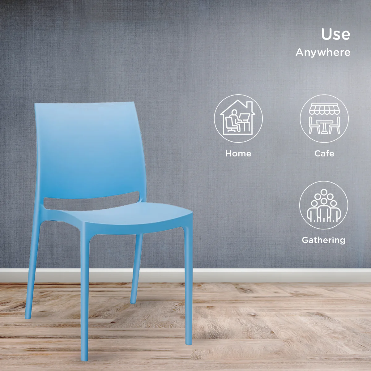 Nilkamal Novella 08 Plastic Armless Chair (Blue) - Image 4
