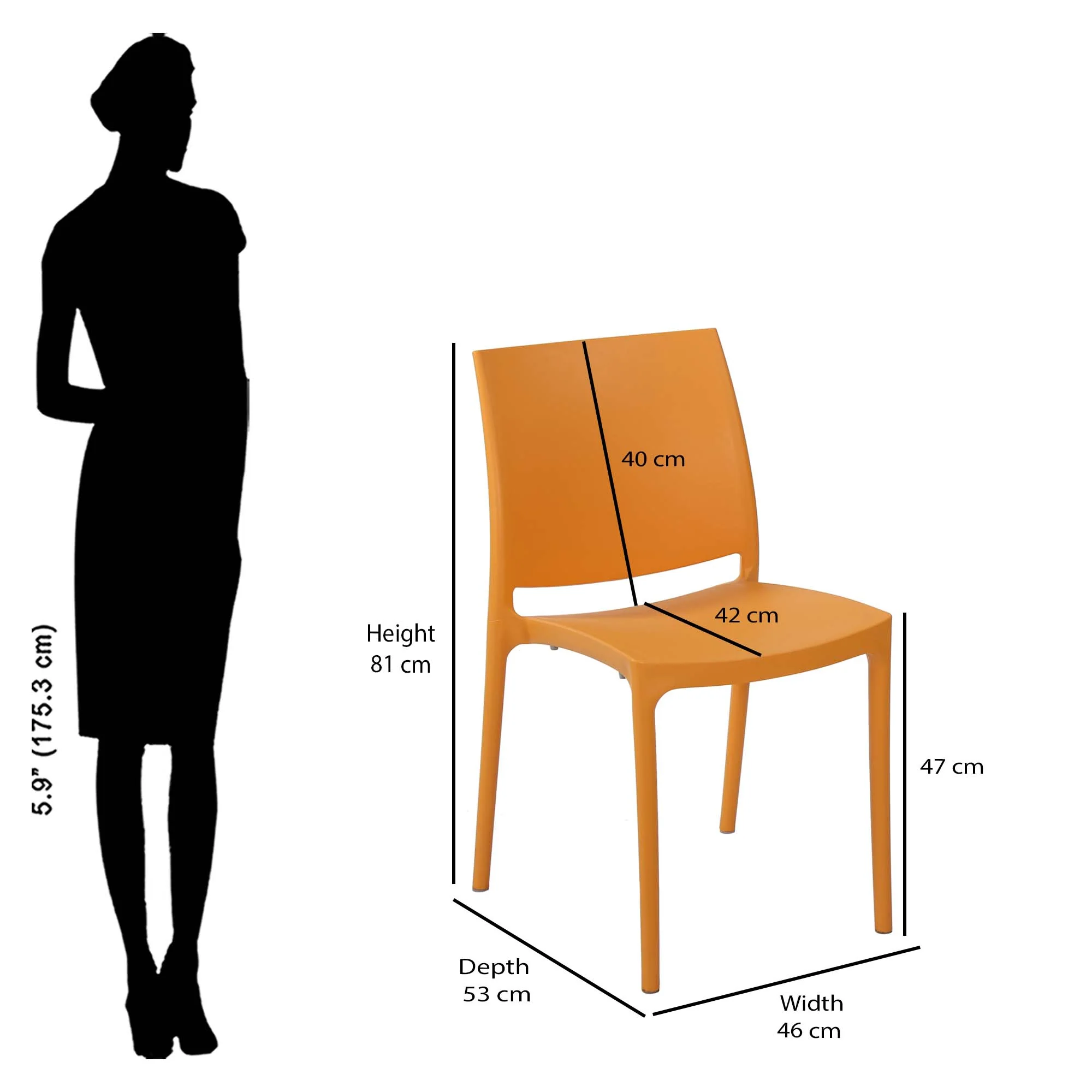 Nilkamal Novella 08 Plastic Armless Chair (Orange) - Image 8
