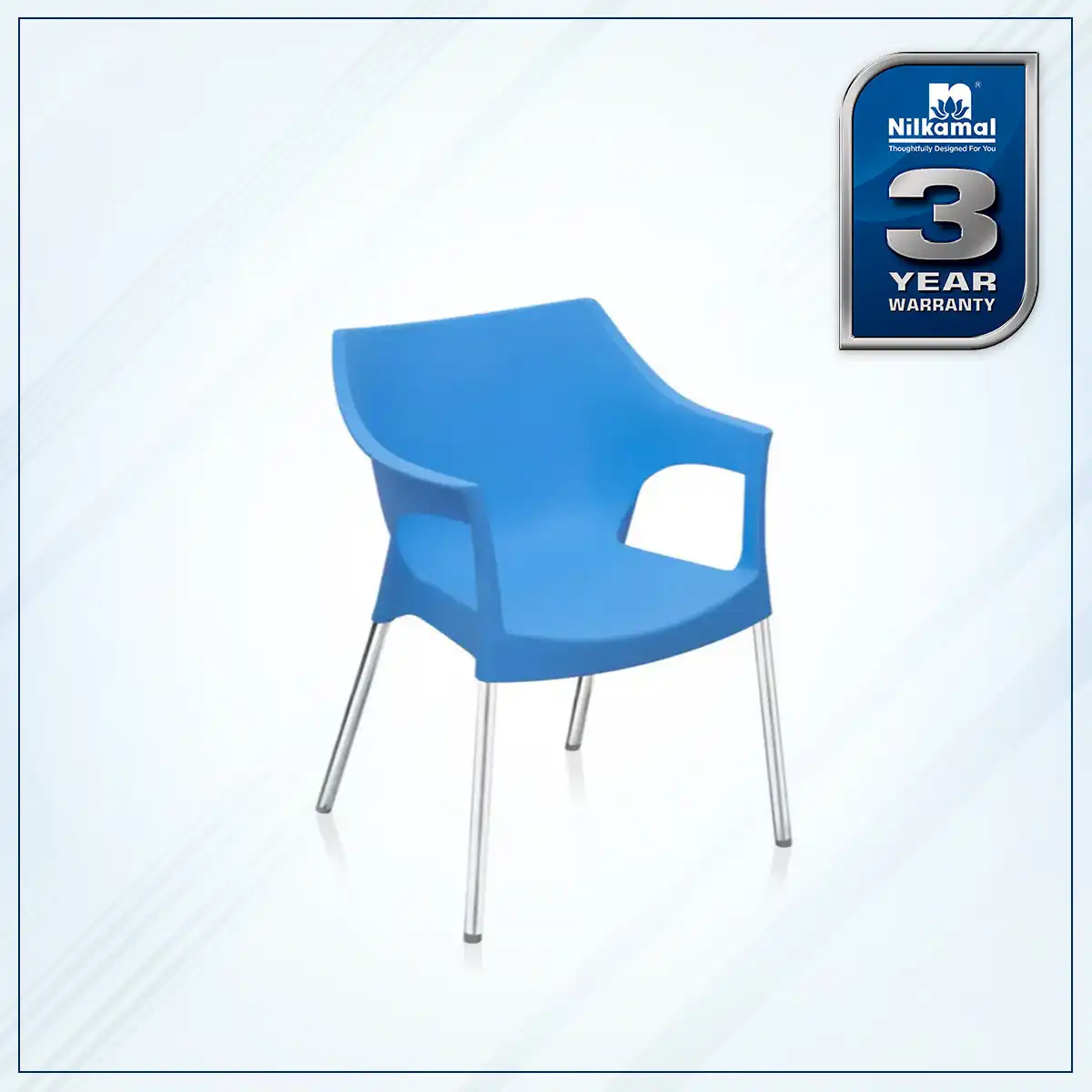 Nilkamal Novella 10 Plastic Arm Chair (Blue) - Image 2