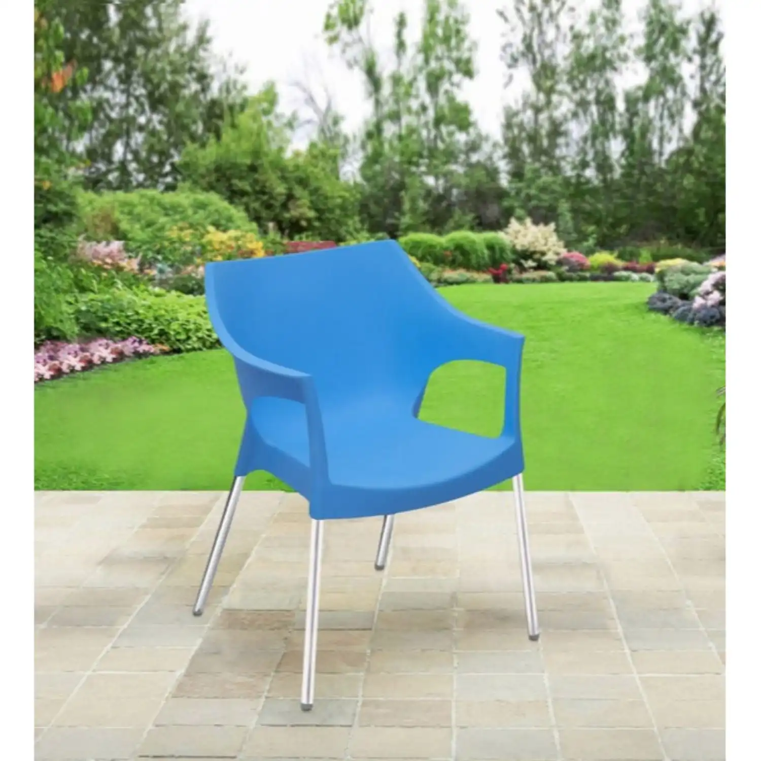 Nilkamal Novella 10 Plastic Arm Chair (Blue) - Image 4