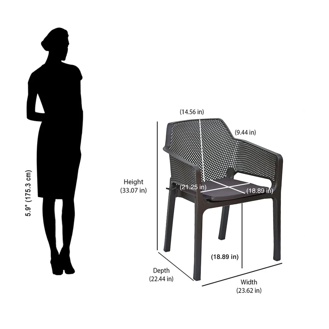 Nilkamal Orchid 1 + 4 Chair Plastic Dining Set (Season Rust Brown) - Image 13
