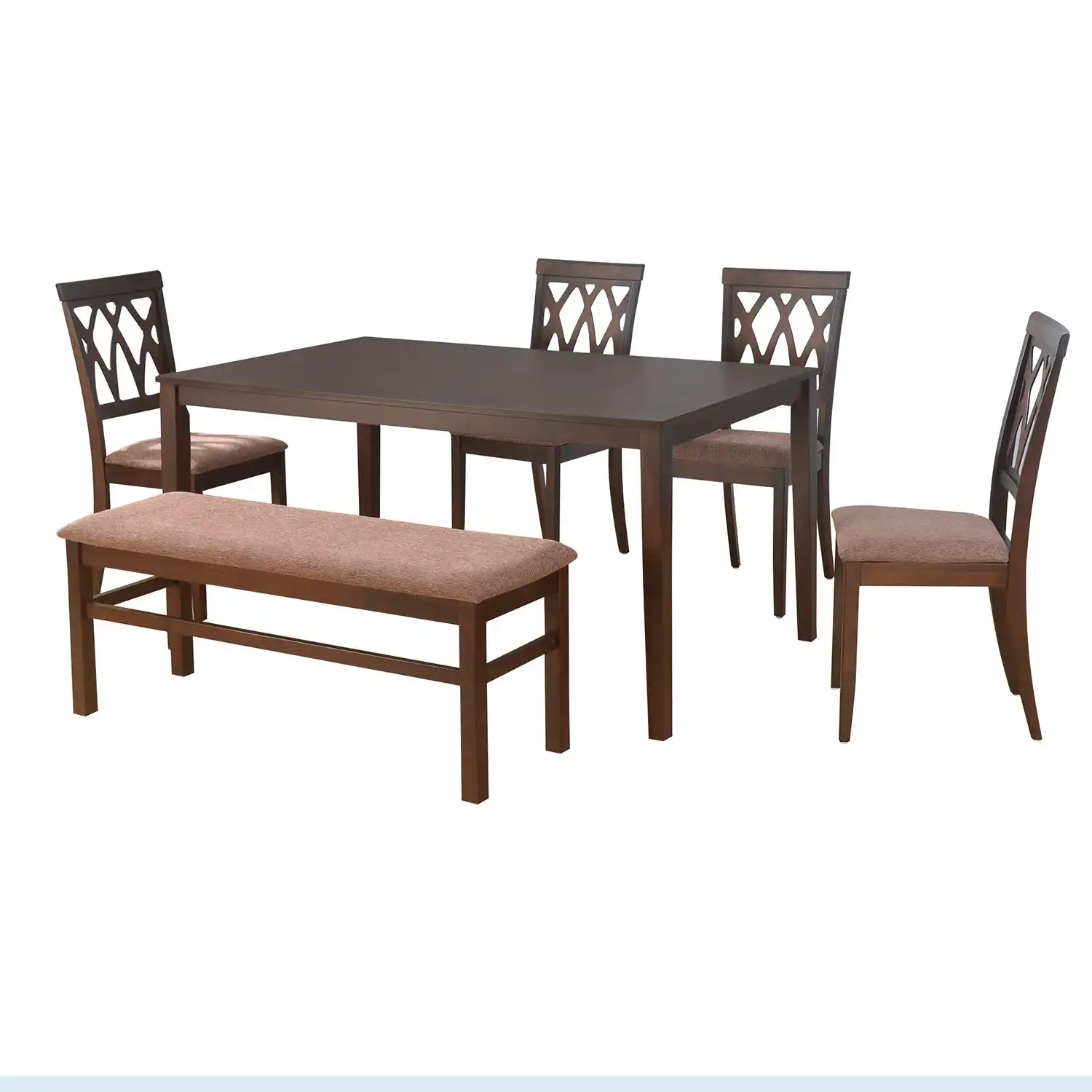 Nilkamal Peak 6 Seater Dining Set With Bench (Cappuccino) - Image 2
