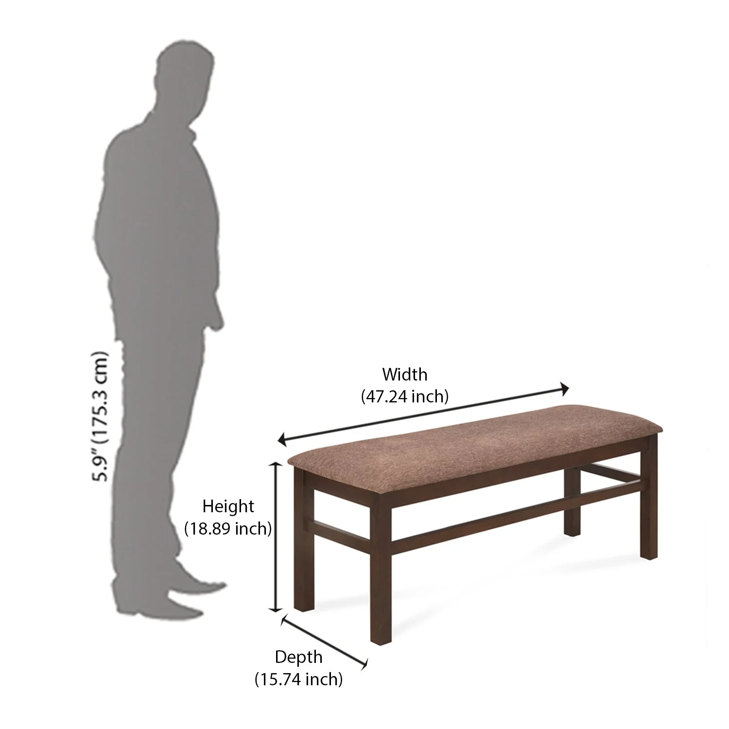 Nilkamal Peak Multi Use Long Sitting Bench for Living Room | Dining Room (Cappuccino) - Image 7