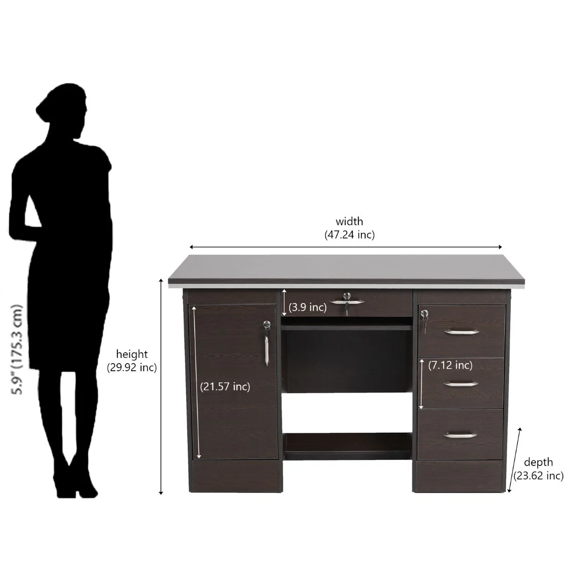 Nilkamal Recardo Office Table (New Wenge) - Image 11