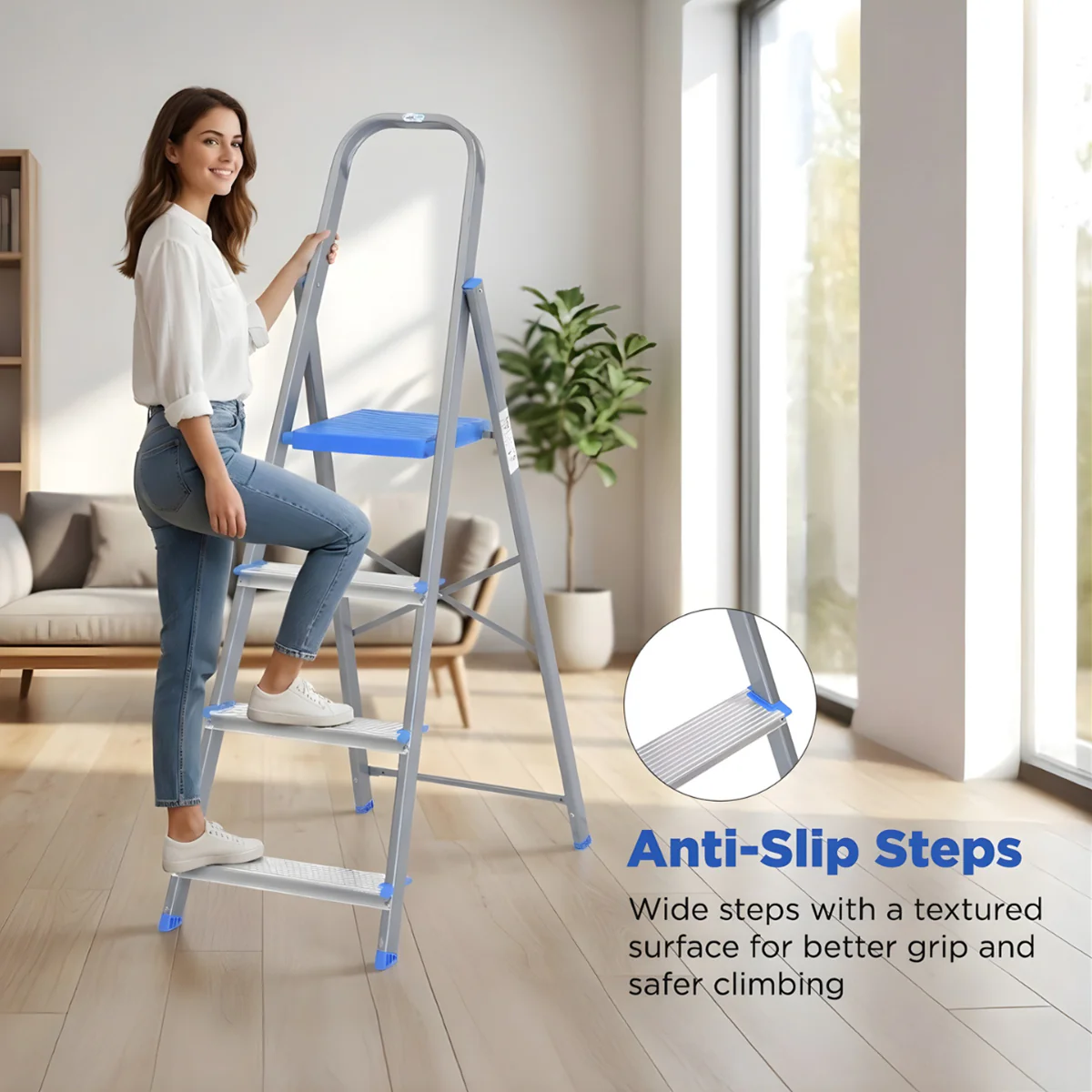 Nilkamal Rise 6 Step Steel Ladder (Grey) - Image 5