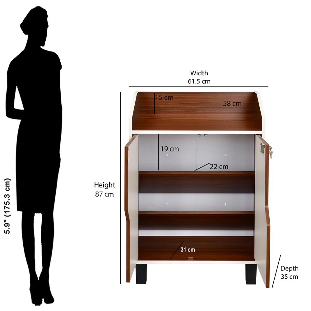 Nilkamal Slide Neo Shoe Cabinet (Walnut & White) - Image 7