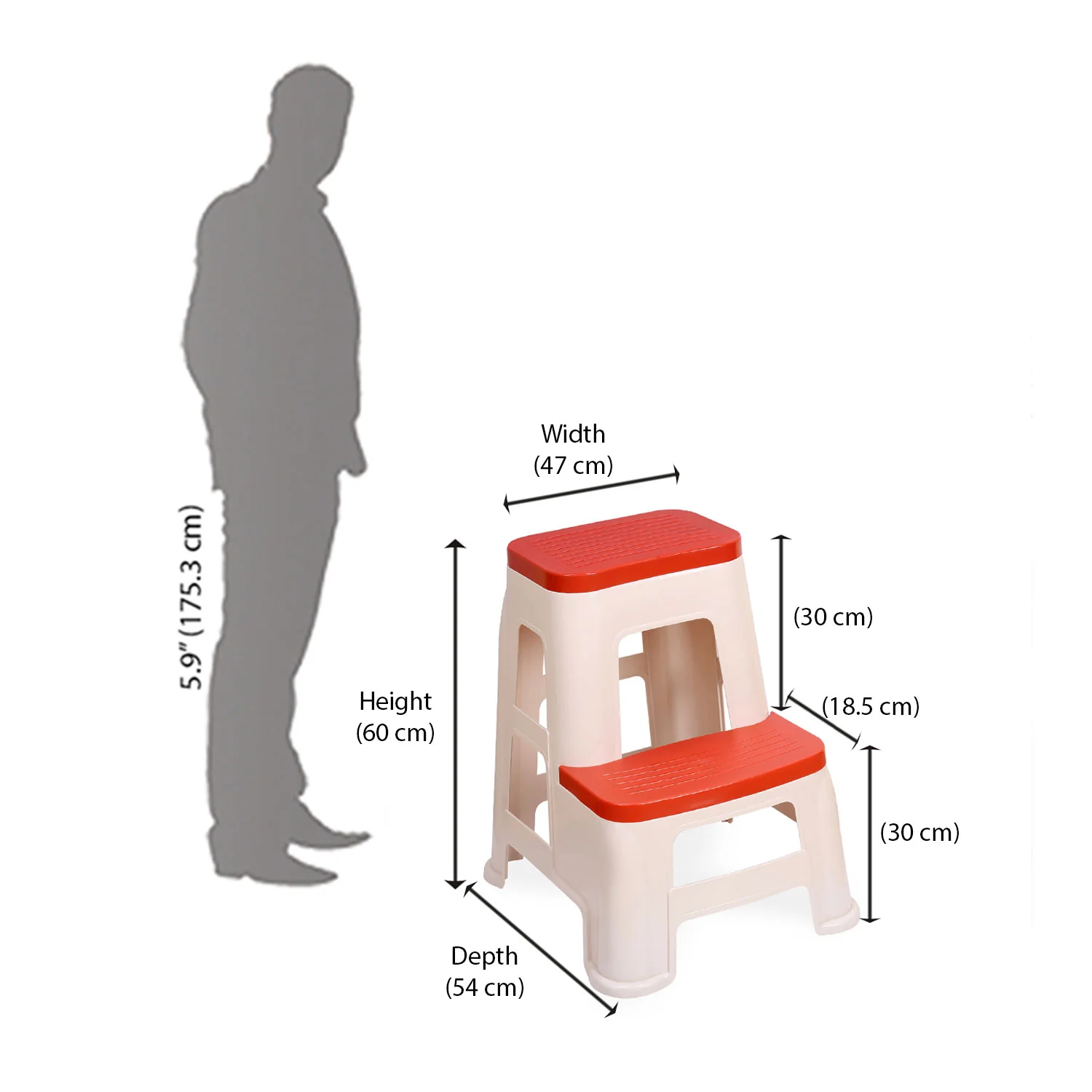 Nilkamal Step Stool 31 (Basket Beach / Coral Red) - Image 10