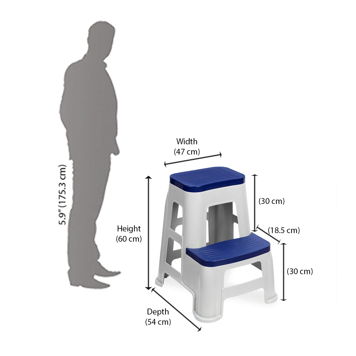 Nilkamal Step Stool 31 (Silk Grey / Cobalt Blue) - Image 10
