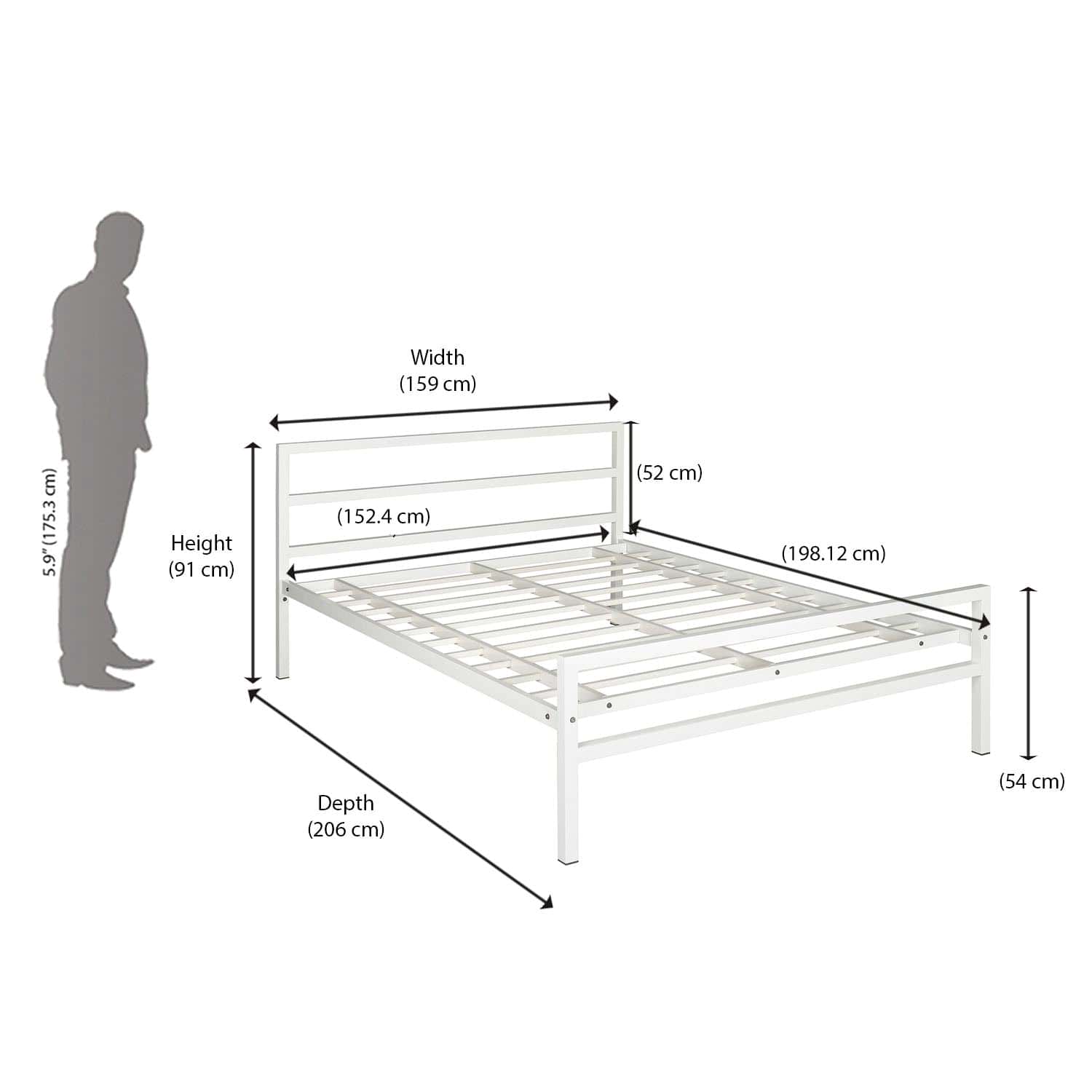 Nilkamal Striker Metal Queen Bed (White) - Image 3