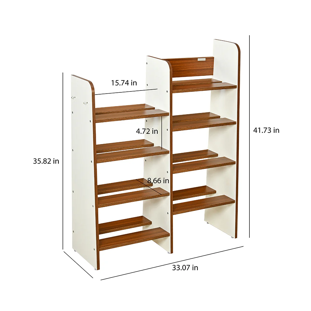 Nilkamal Vesper 8 Tier Shoe Rack (Walnut and White) - Image 9