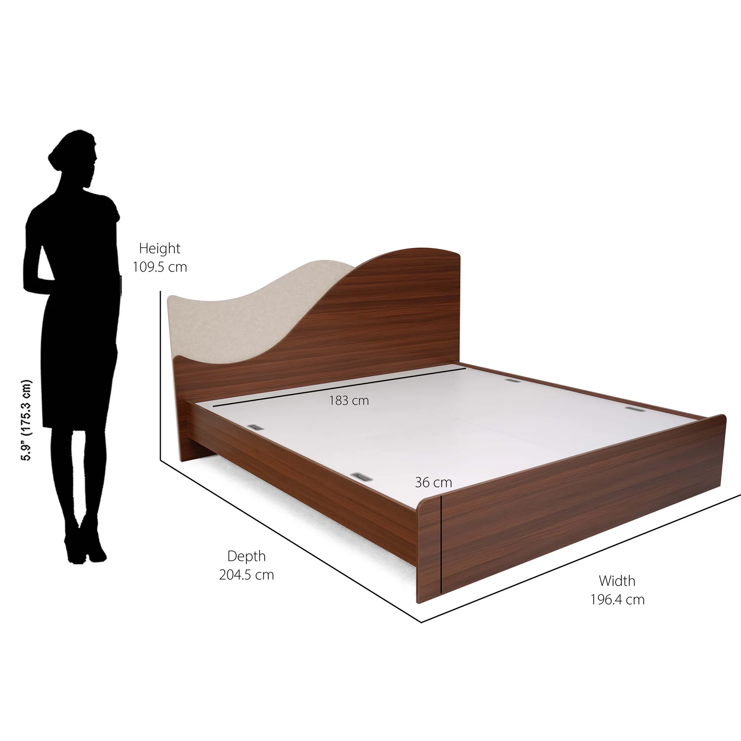 Nilkamal Wave Calipso King Bed Without Storage (Classic Plank Walnut) - Image 7
