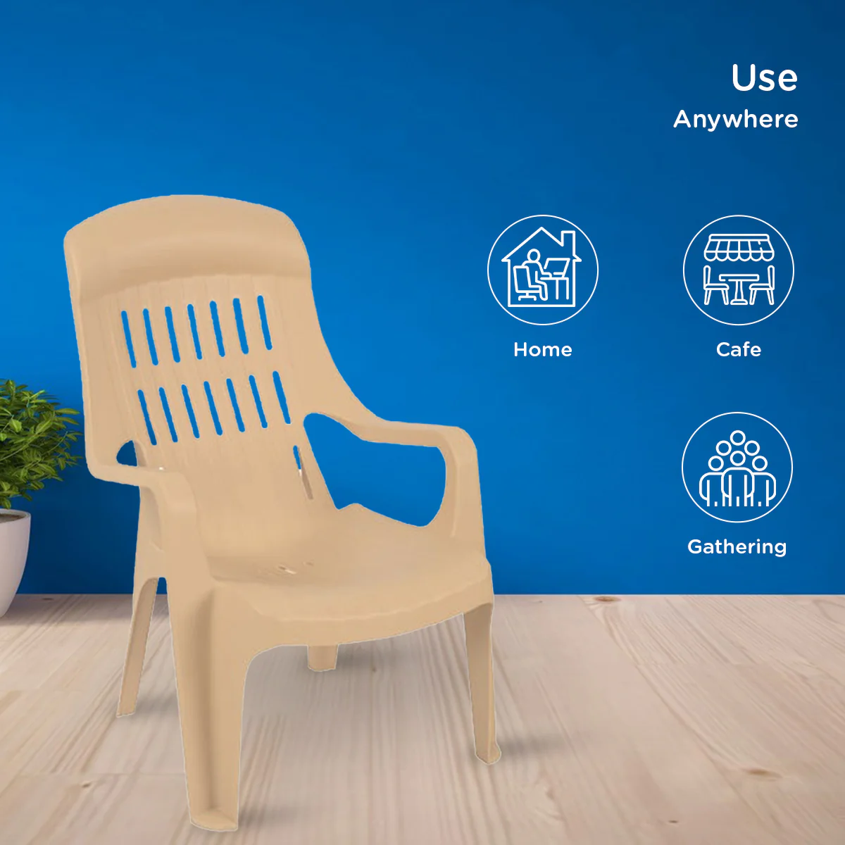 Nilkamal Weekender Plastic Arm Chair (Biscuit) - Image 4