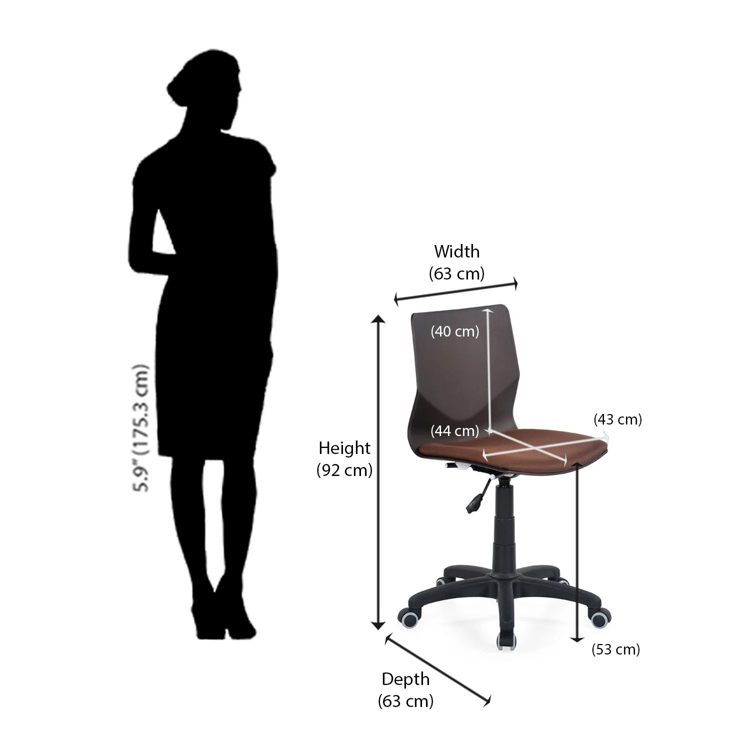 Nilkamal Zing Revolving Office Chair (Brown) - Image 10